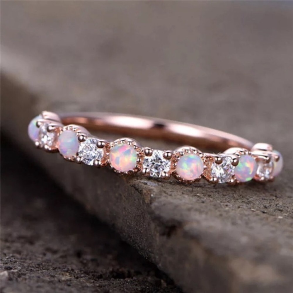 New Rose Gold Opal Gemstone Ring - Picture 3 of 5